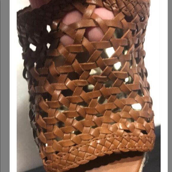 Coach zany woven calf vachetta espadrille stacked stilletto heels shoes Sz 10 - Picture 4 of 7